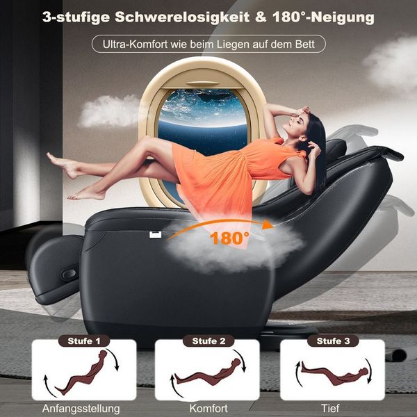 COSTWAY Massagesessel mit Wärme-&Liegefunktion, Ganzkörper, Zero Gravity