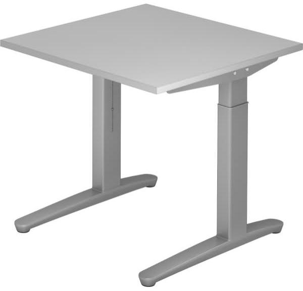 'XB08' Schreibtisch C-Fuß 80x80cm Grau/Silber