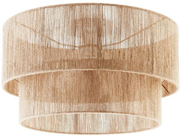 tectake Deckenleuchten Boho Jute-Lampe „Lignea Lux“ – Hängelampe aus Naturfaser 40W, Kunstvolle Leuchte mit 2-stufigem Lampenschirm im schicken Boho-Stil