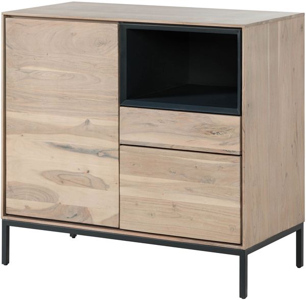 Kommode Akazie 90x45x85 grau-weiß geölt CHICAGO #08