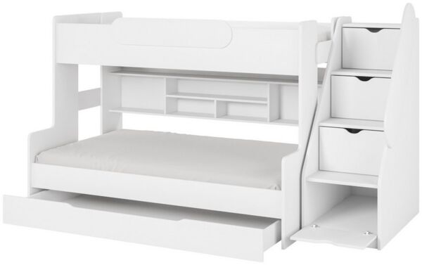 Deine Möbel 24 Funktionsbett SALLY Etagenbett für 2 Kinder mit Treppe Funktionsbett Kinderzimmer (Set, 1 tlg), mit einer großen Schublade, Praktisches Kinderbett mit Schubladen