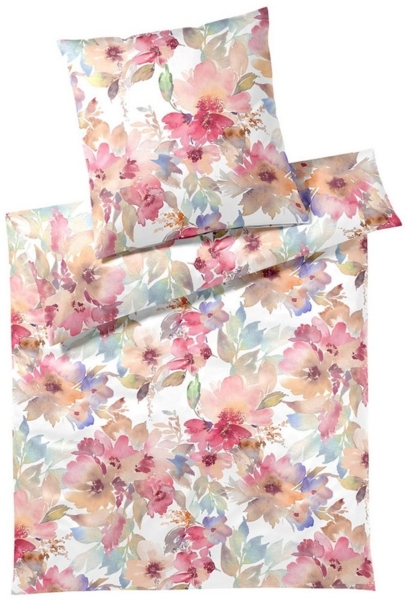 Elegante Mako-Batist Bettwäsche 155x220 Bloom Blüten Sommer pink rosa 2332-11