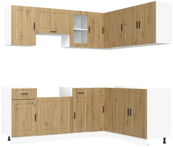 vidaXL 11-tlg. Küchenschrank-Set Porto Artisan-Eiche Holzwerkstoff 3314970