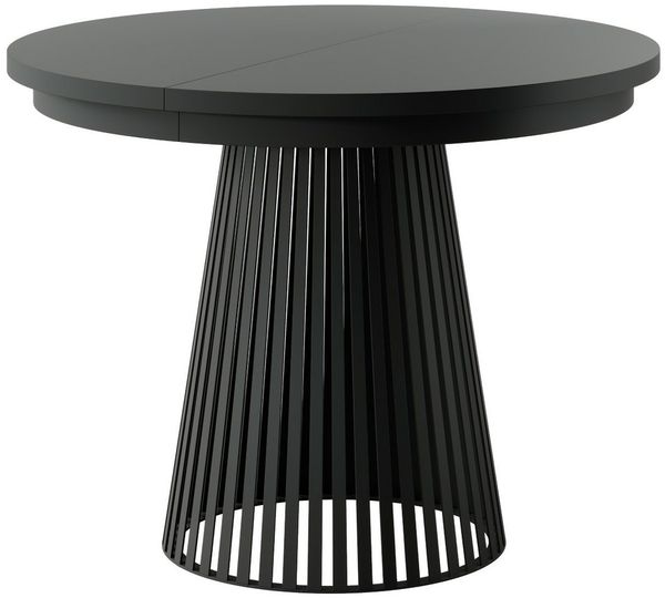 yourhouse24 Esstisch Garda Ø 100-180 cm ausziehbar, Metallgestell in Lamellen-Optik, Gestell in Lamellen-Optik