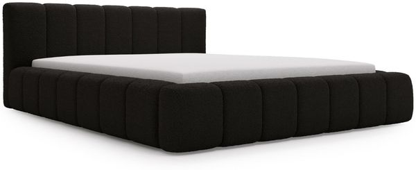 GRAINGOLD Orio Doppelbett 140x200, Polsterbett mit Kopfteil, Bettkasten, Bouclé-Stoff, Schwarz Bild 2