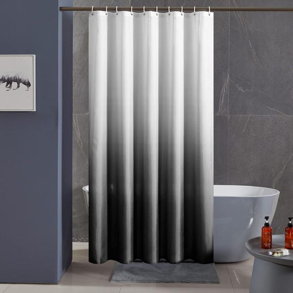 Duschvorhang Textil Polyester Wasserdicht Schimmelresistent 150x180 Weiß Schwarz
