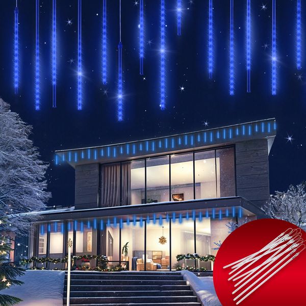 Monzana Lichterkette Diamantenregen 6,6m 48 LED Blau Innen Außen Weihnachten Weihnachtsdeko Weihnachtsbeleuchtung