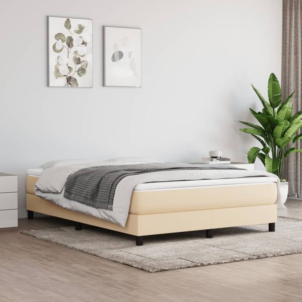 vidaXL Boxspringbett mit Matratze Creme 160x200 cm Stoff 3144090