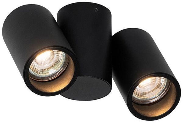 Qazqa LED Aufbaustrahler Michael, ohne Leuchtmittel, Warmweiß, QAZQA Aufbauspot, gu10, Schwarz, Stahl, Design