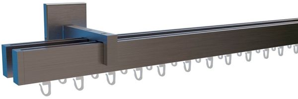 indeko Gardinenstange Bern, 2-läufig, Wunschmaßlänge, verschraubt, Aluminium, Innenlauf Komplett-Set inkl. Gleitern und Montagematerial