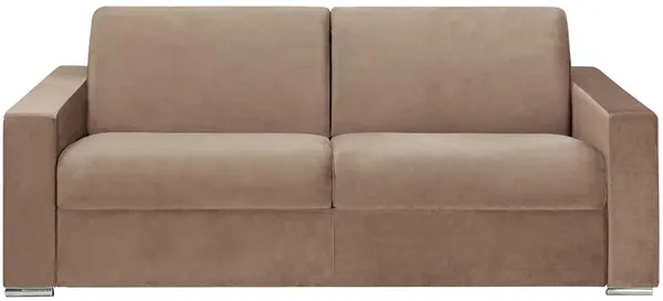 Vente-unique - CALITO Sofa SamtStoff Beige - B 223 cm94 cm x H 87 cm x L 216 cm