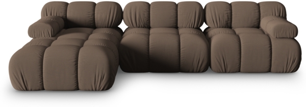 Micadoni Modulares Ecksofa Bellis 4-Sitzer Links 3D-Stoff Sonic Braun