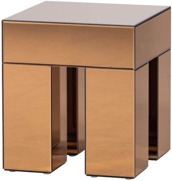Beistelltisch Mirror - Holz & Spiegelglas Braun, 45 x 45 cm