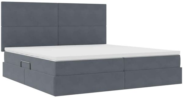 vidaXL Aufbewahrungsbett mit Matratze Dunkelgrau 200 x 200 cm Samt 3371992 Bild 5