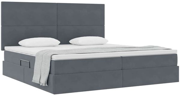 vidaXL Aufbewahrungsbett mit Matratze Dunkelgrau 200 x 200 cm Samt 3371992 Bild 3