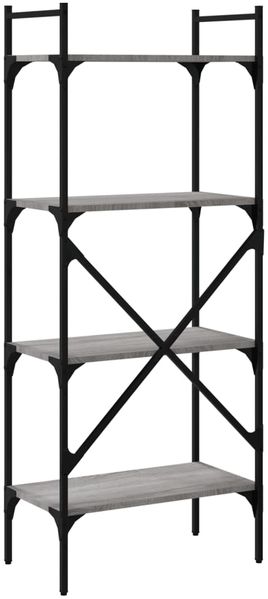 vidaXL Bücherregal 4 Fächer Grau Sonoma 56x31,5x138,5 cm Holzwerkstoff 833341 Bild 4