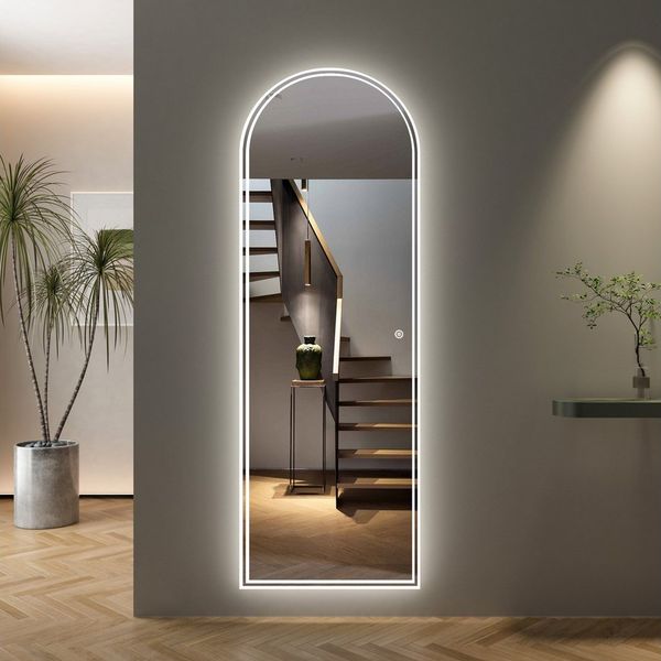 WDWRITTI Ganzkörperspiegel ohne rahmen 165x60cm LED Ganzkörperspiegel groß Flurspiegel Modern (Wandspiegel mit beleuchtung groß, Dimmbar, Kalt/Neutral/Warmweiß, Memory-Funktion), für Wohnzimmer Schlafzimmer Garderobe Flur Friseurladen