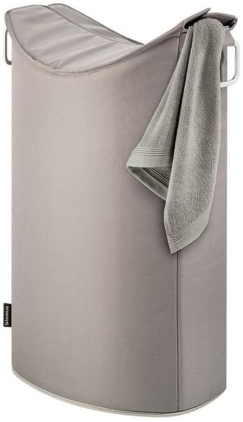 Blomus Frisco Wäschesammler, Wäschekorb, Wäschebox, Aluminium / Kunstfaser, Taupe, H 70 cm, B 45 cm, T 28 cm, 65386