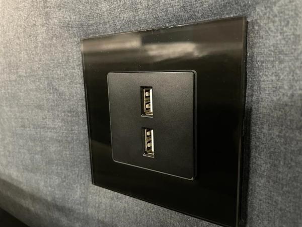 Wohnlandschaft Schlafsofa NOLAN inkl. USB Stoff Monolith Blaugrau Ottomane Links Bild 6