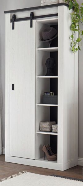 Flurschrank Stove in weiß Pinie und anthrazit Landhaus 93 x 201 cm