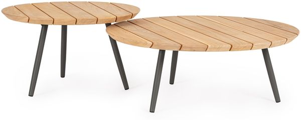 Gartencouchtisch-Set Assivali aus Teakholz, modern skandinavisch, anthrazit natur, 2-teilig Bild 2