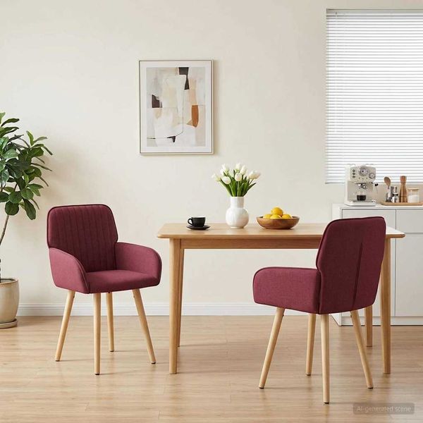 vidaXL Esszimmerstühle 2 pcs Stoff Weinrot 56,5 x 50 x 87,5 cm 42034288