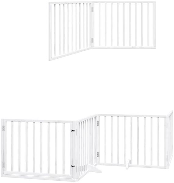 vidaXL 10-tlg. Hundetor mit Tür Faltbar Weiß 800 cm Pappelholz 3155563 Bild 12
