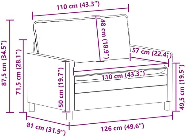 vidaXL Sofa Creme 126 x 81 x 87,5 cm Stoff 42028795 Bild 9