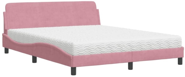 vidaXL Bett mit Matratze "Dover" Rosa 160x200 cm Samt 3208436