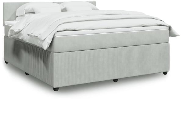 vidaXL Boxspringbett mit Matratze Hellgrau 180x200 cm Samt 3290100