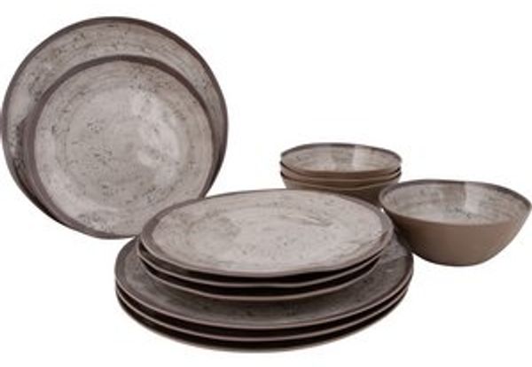 Melamin Geschirr Set 12-teilig beige Bild 6