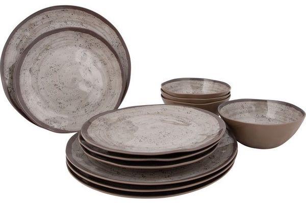 Melamin Geschirr Set 12-teilig beige Bild 4