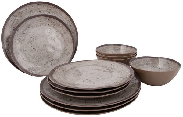 Melamin Geschirr Set 12-teilig beige Bild 5