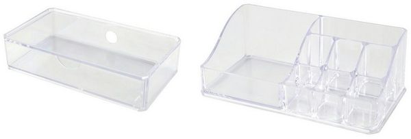 FACKELMANN Kosmetik Organizer Set, Transparent, aus Kunststoff