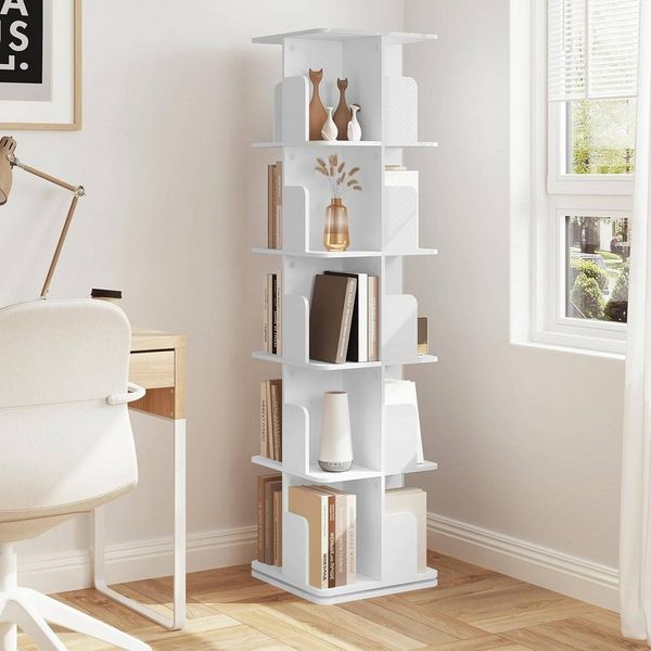 EUGAD Bücherregal, 1-tlg, Bücherschrank mit 5 Ebenen, 360° drehbar, 40x155x40 cm