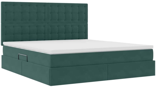 vidaXL Bett mit Stauraum und LED Dunkelgrün 180x200 cm Samt 3372168 Bild 4