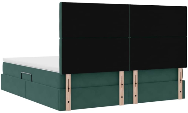 vidaXL Bett mit Stauraum und LED Dunkelgrün 180x200 cm Samt 3372168 Bild 10