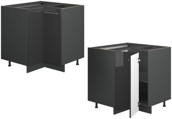 Eckunterschrank Fame-Line Anthrazit Hochglanz 80.5 cm , AP Eiche Vicco Bild 6