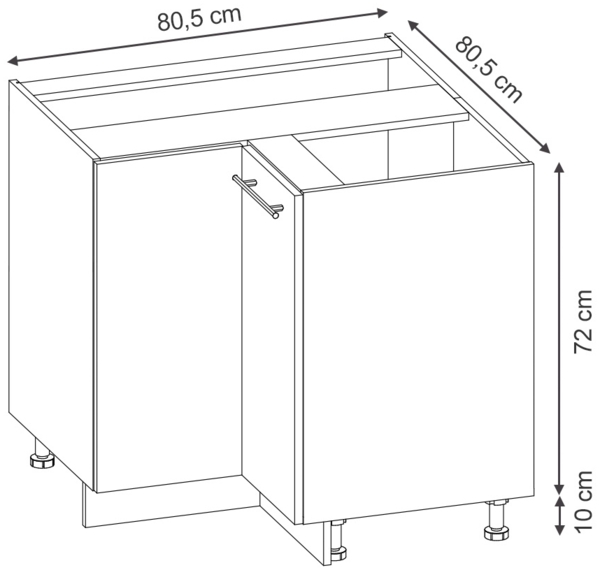 Eckunterschrank Fame-Line Anthrazit Hochglanz 80.5 cm , AP Eiche Vicco Bild 3