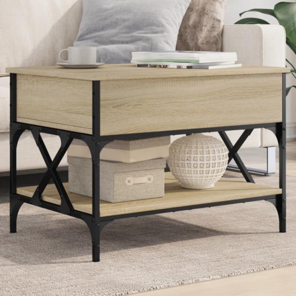vidaXL Couchtisch Sonoma-Eiche 70x50x50 cm Holzwerkstoff und Metall 845352