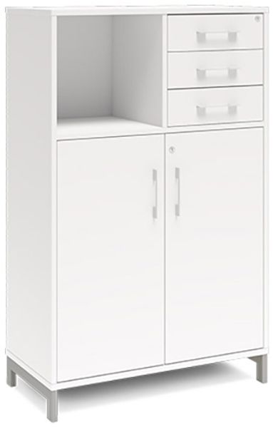 Büroschrank DNA 800x1275 mm weiß/schwarz Schubladenmodul 3A4/2A4