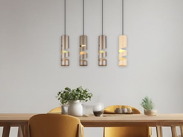 Moderne LED Pendelleuchte 4-flammig aus Metall in Coffee Tönen, B: 80cm