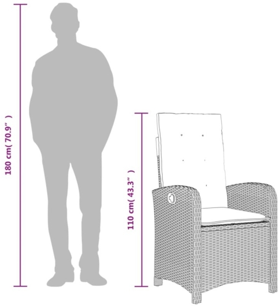 vidaXL 5-tlg. Garten-Essgruppe mit Kissen Beige Poly Rattan 3212374 Bild 10