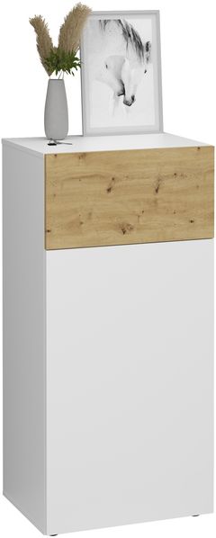 Kommode >BELM 2< in Brillantweiß-Artisan Eiche - 55x115x42cm (BxHxT)