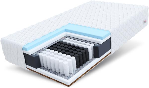 Matratze 100x200 Taschenfederkern LAVAL 7 Zonen H3 H4 20 cm Kokos HR Schaum Klimafaser Polyurethanschaum JERSEY