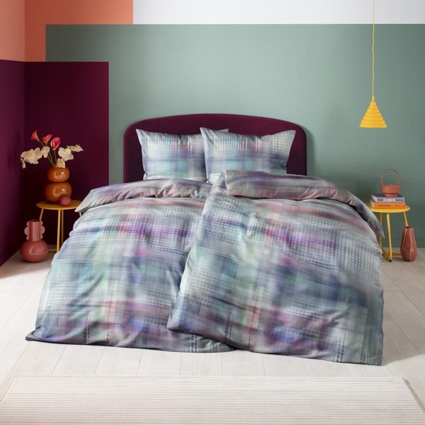 Estella Mako Satin Bettwäsche Pixie 4835-985 kariert 135x200