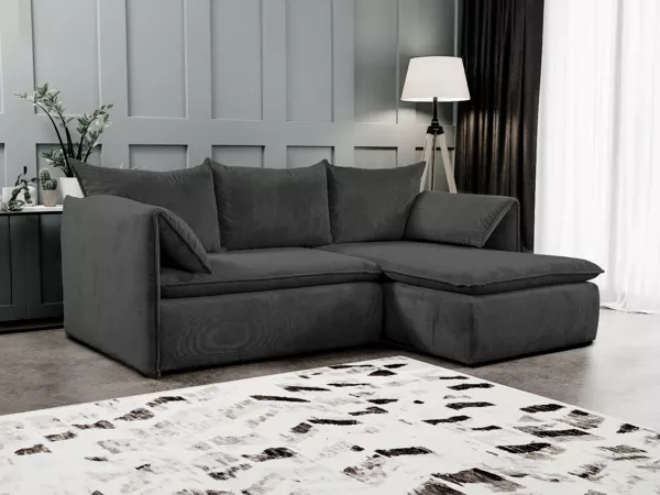 Vente-unique - TEODORA Sofa SamtStoff Grau - B 166 cm x H 91 cm x L 230 cm