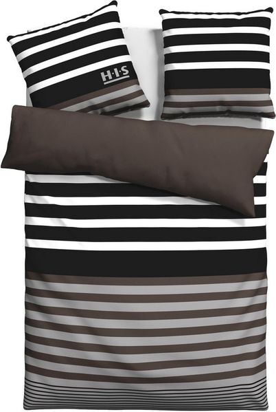 H.I.S Bettwäsche Majoran, Polycotton recycelt, 2 teilig, gestreifte Bettwäsche in verschiedenen Qualitäten