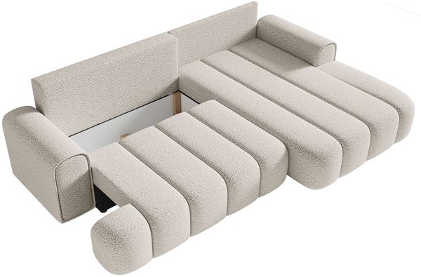 Selsey 'Dandelino' Ecksofa mit Schlaffunktion, Stauraum und Bouclé-Bezug, creme, rechts, 80 x 275 x 168 cm Bild 4