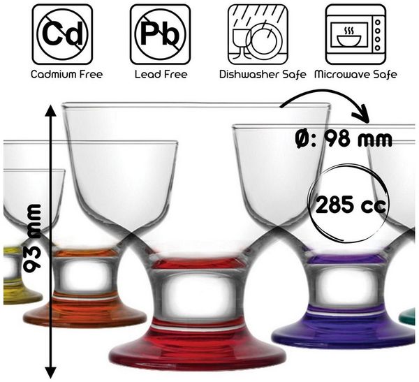 LAV Eisschale LAV Destina Eis- und Dessertschalen - 285 ml (9 3/4 oz), 6er Set, Glas, (Packung, 6-tlg), Elegantes Glasschalen für Desserts und Eis 6er-Set, 285 ml
